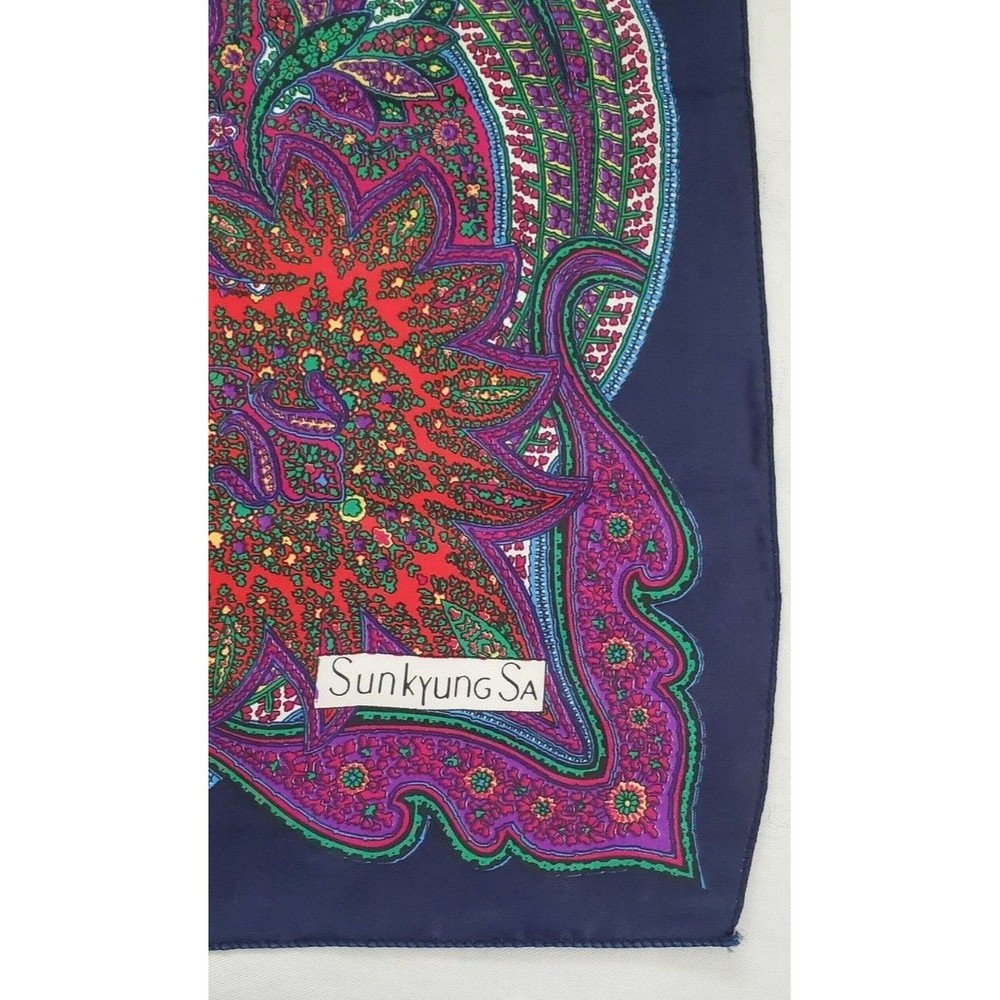 Vintage Sunkyung Sa Paisley Scarf Square Retro VTG Japanese Designer 34 x 34